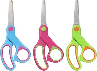 5” Kids Scissors, 3pcs Child Scissors, Small Blunt Tip Scissors for Kids, Kindergarten Beginner Scissors for Crafting, Right Handed Scissors for Cutting Paper