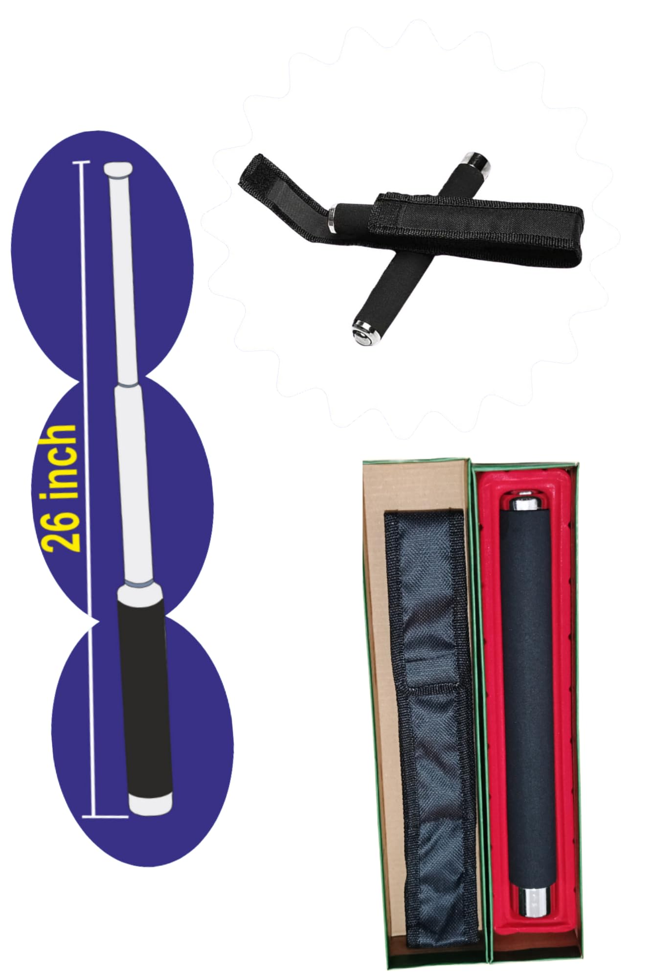 Aeliasa Stick Safety for Men and Women with Nylon Bag Cover Professional Multitool Comfotable Grip Foldable Stick (Silver Black)