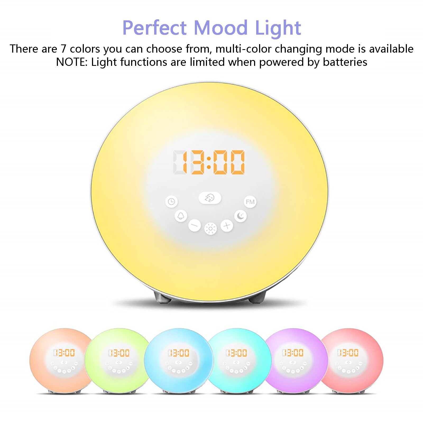 Despertador Despertador Luz Amanecer con Simulación De Amanecer, Radio FM, Alarmas Dobles y Snooze Ayuda para Dormir, Máquina De Sonidos De Ruido Blanco para Dormir, Ideal para Regalar