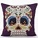 L&J ART 4 PCS 18 x 18 inch Skull Throw Pillow Case Cushion Cover Colorful Floral Mexican Day of The Dead Colorful Floral Sugar Skull Linen Square Pillowcase Cushion Covers Home Decorative