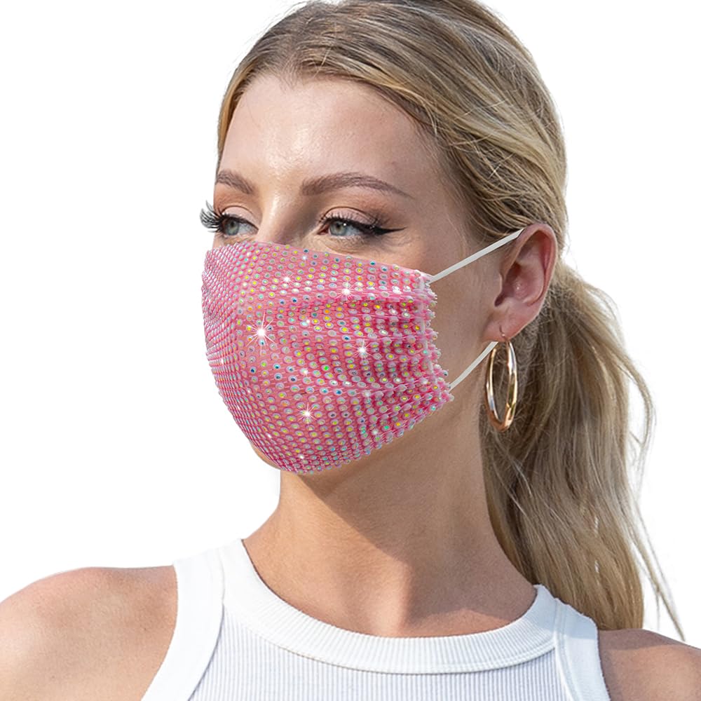 Sparkly Rhinestone Face Mask for Women Masquerade Glitter Bling Mask Party