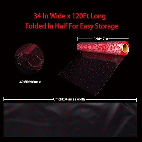 Miniatura 2 de CMFYHM Rollo transparente de celofán 34 x 120 pies rollo de celofán de lunares rojos de 3 mil rollo de celofán rollo de envoltura de regalo