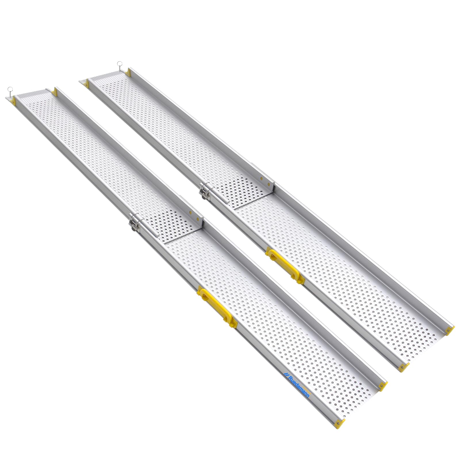 Ruedamann 7FT Adjustable Wheelchair Ramp, 9" Wider Portable Ramp for Wheelchair, 600 lbs Per Pair Capacity, Telescopic Aluminum Wheelchair Ramp for Home, Doorways, Curbs, Scooters, 2Pcs