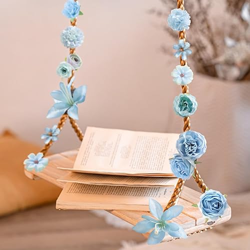 Miniatura 7 de Cabezas de flores artificiales para manualidades - Rosas de seda azul artificial, peonías, margaritas y cabezas florales mini a granel (paquete de