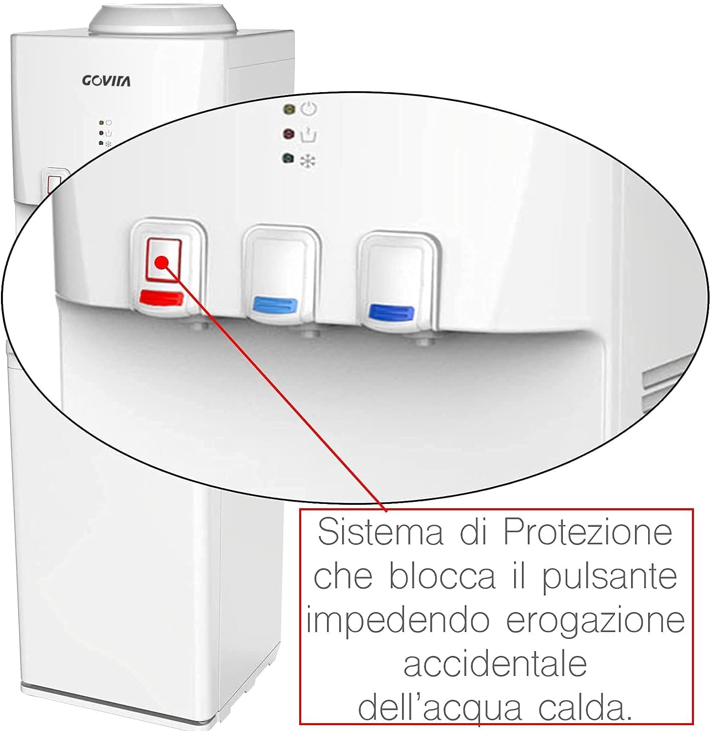 GOVITA Water Dispenser Boccioni Refrigerante Colonnina da Terra Bianco