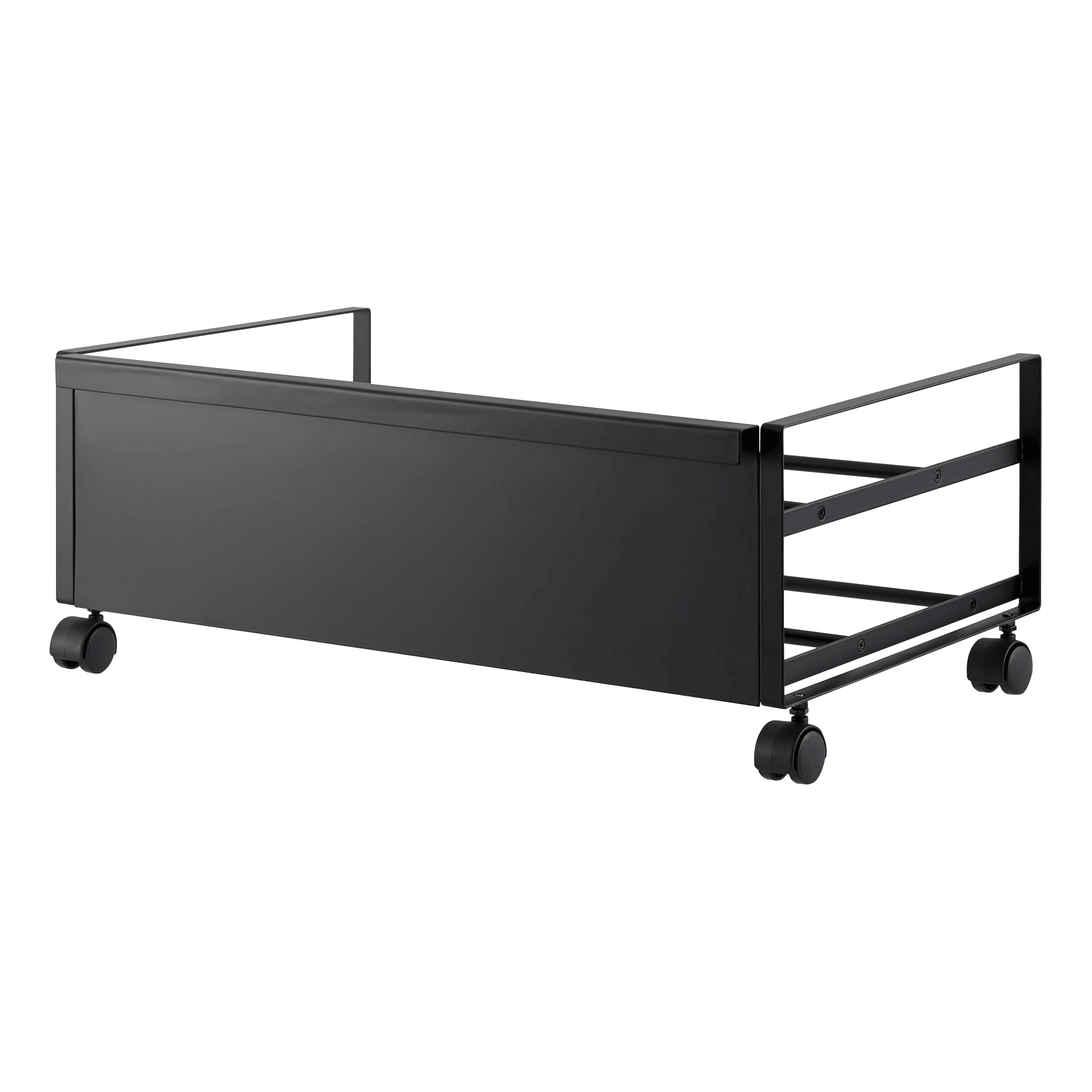 YAMAZAKI Home Frame Rolling Shoe Rack, Compact Entryway Or Bedroom Metal Shoe Organizer with Wheels, 9" - Steel - Holds 4 Shoes, 6 Heels