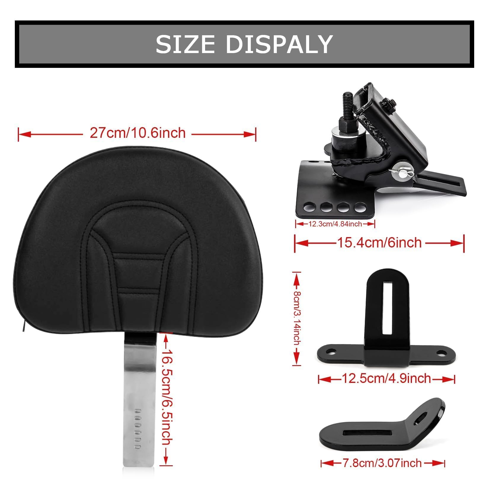 PSLER Dossier Conducteur Enfichable Coussin de Dossier Réglable pour Les Modèles Touring 1997-2022,Sissy Bar avec Une Base Fendue(Chromé)