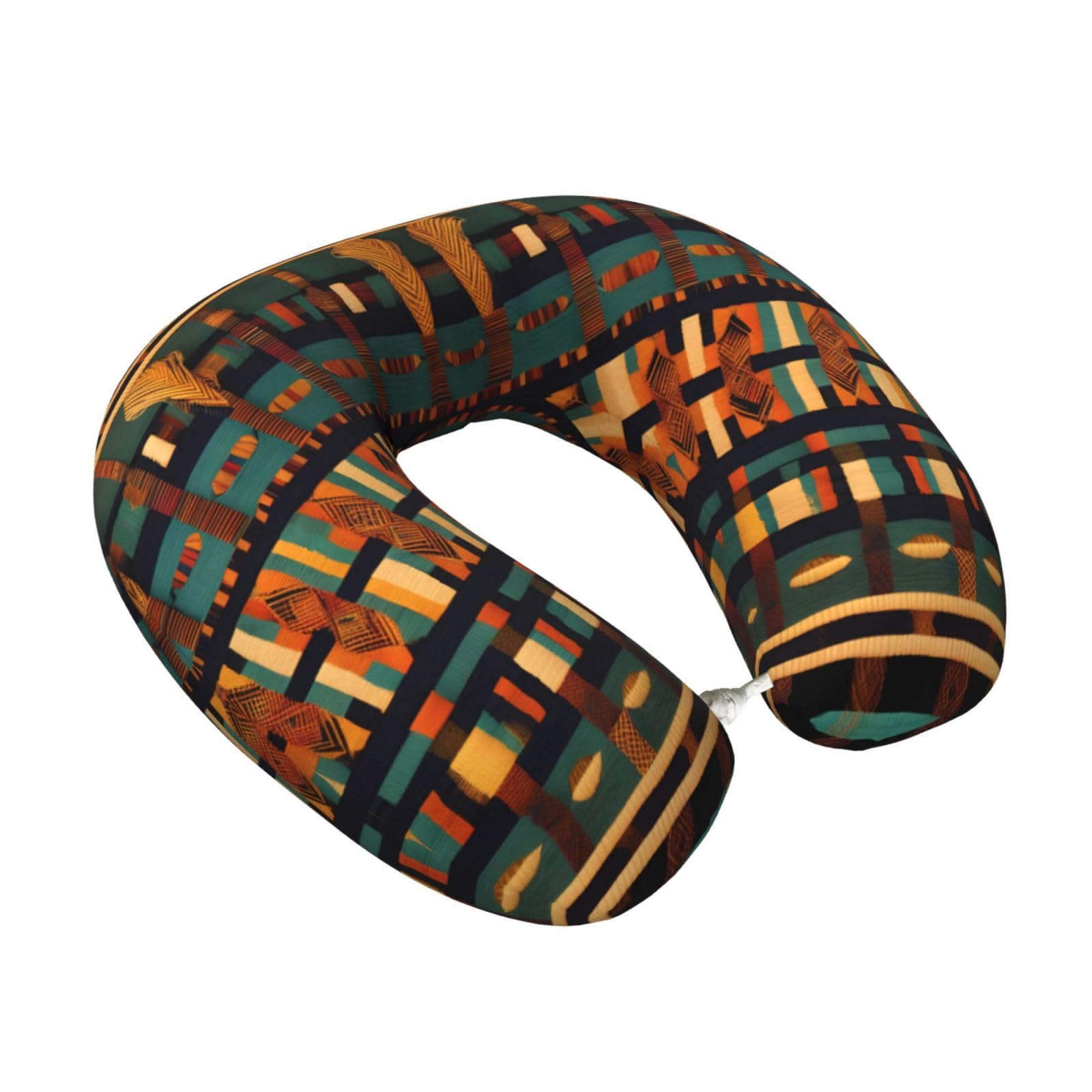 Yyoretp African Classic Weave Print Travel Pillow Pure Memory Foam Neck Pillows Portable Headrest for Airplane