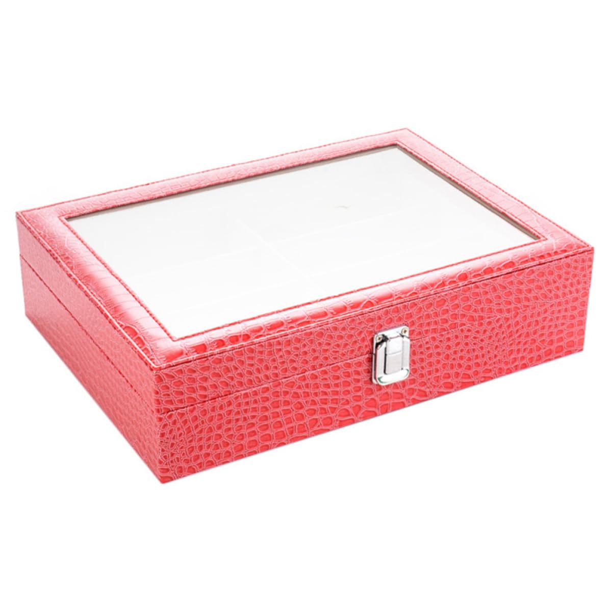 Brillen Aufbewahrungsbox mit 8 Fächern aus Pu und Mdf mit Glasdeckel