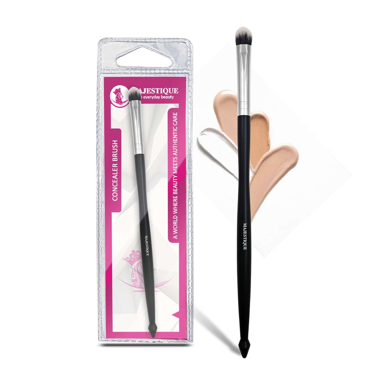 Concealer Makeup Brush By Majestique Professional Cosmetic Make Up Brush for Blending Liquid Cream Full Coverage High Light Brightening - FC35