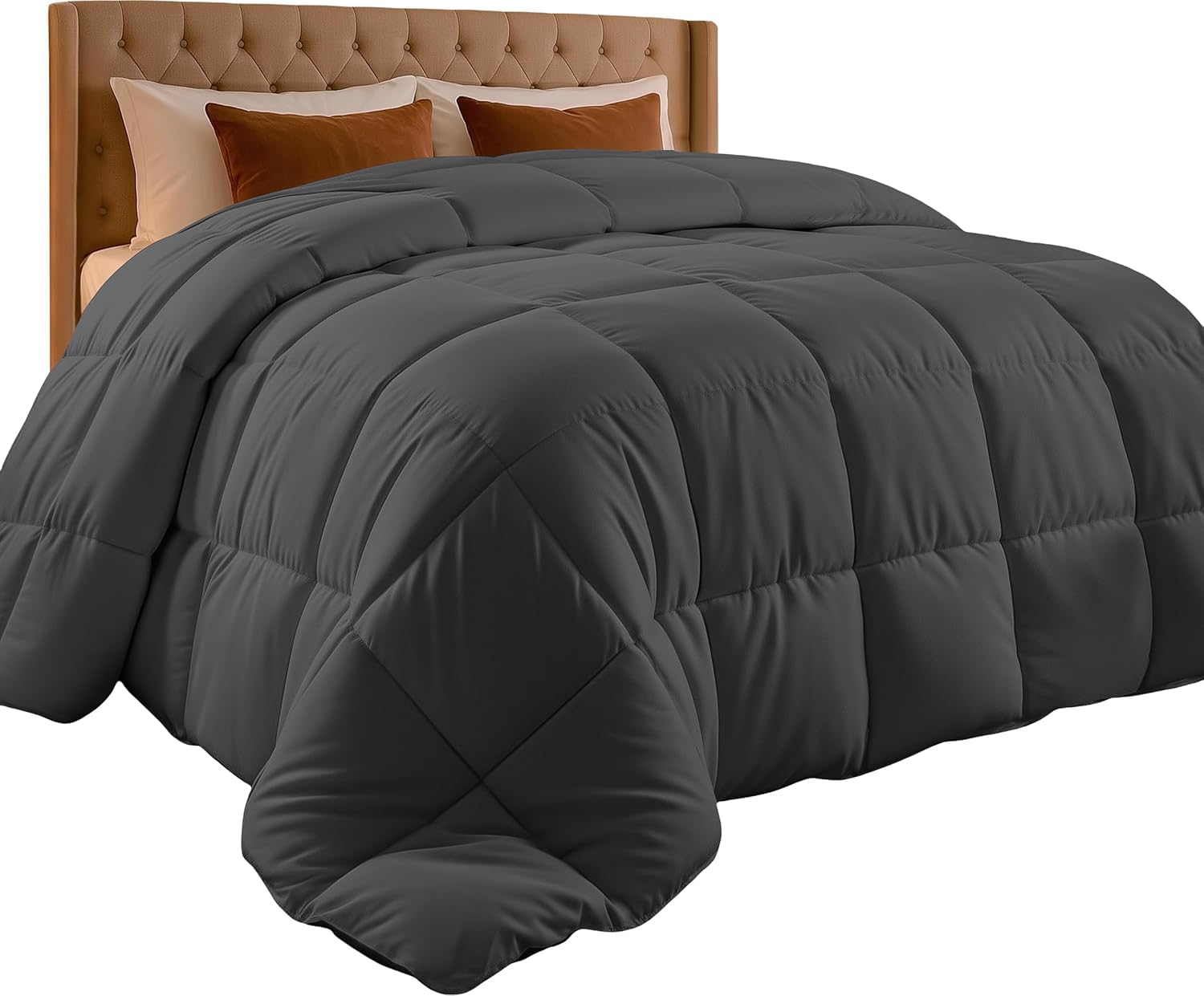 Utopia Bedding Comforter Duvet Insert, Quilted Comforter with Corner Tabs, Box Stitched Down Alternative Comforters California King Size (Grey)