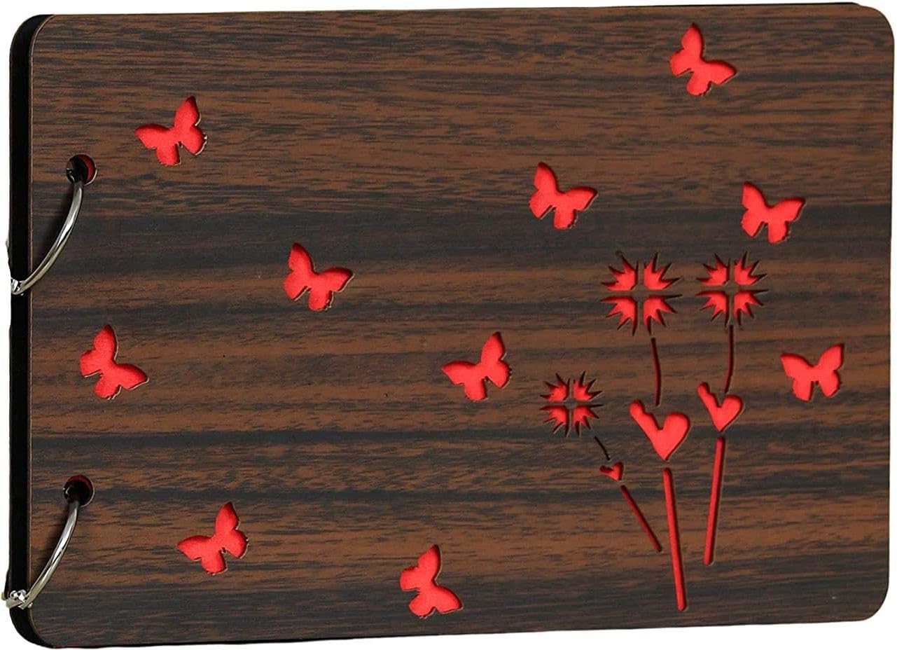 PPY LIMITED Rustic Charm Wooden Photo Album: Handcrafted Keepsake Album with Vintage-Inspired Wood Cover for Memorable Moments and Treasured Memories 179