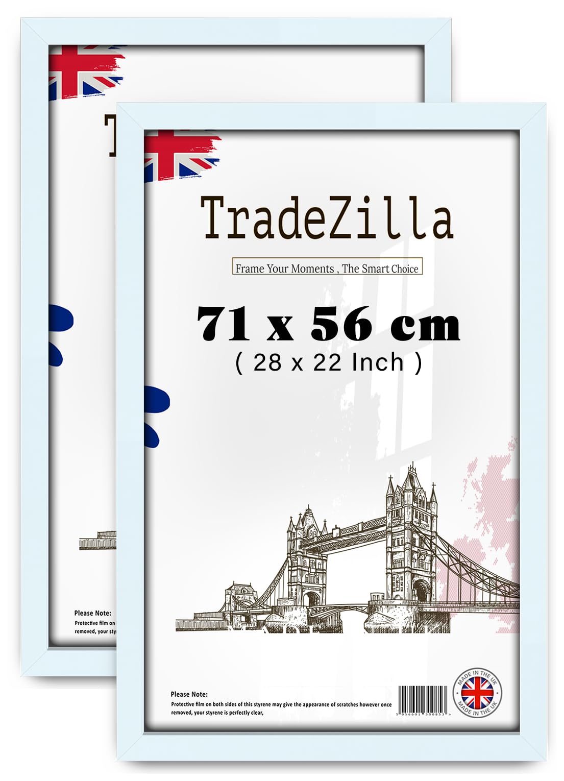 TradeZilla pack of 2 MDF Wood Poster Frame (71 x 56 CM) Picture Frame for Home & Office Art Gallery, Premium MDF Wood with Elegant Texture for Portrait & Landscape [ White ]