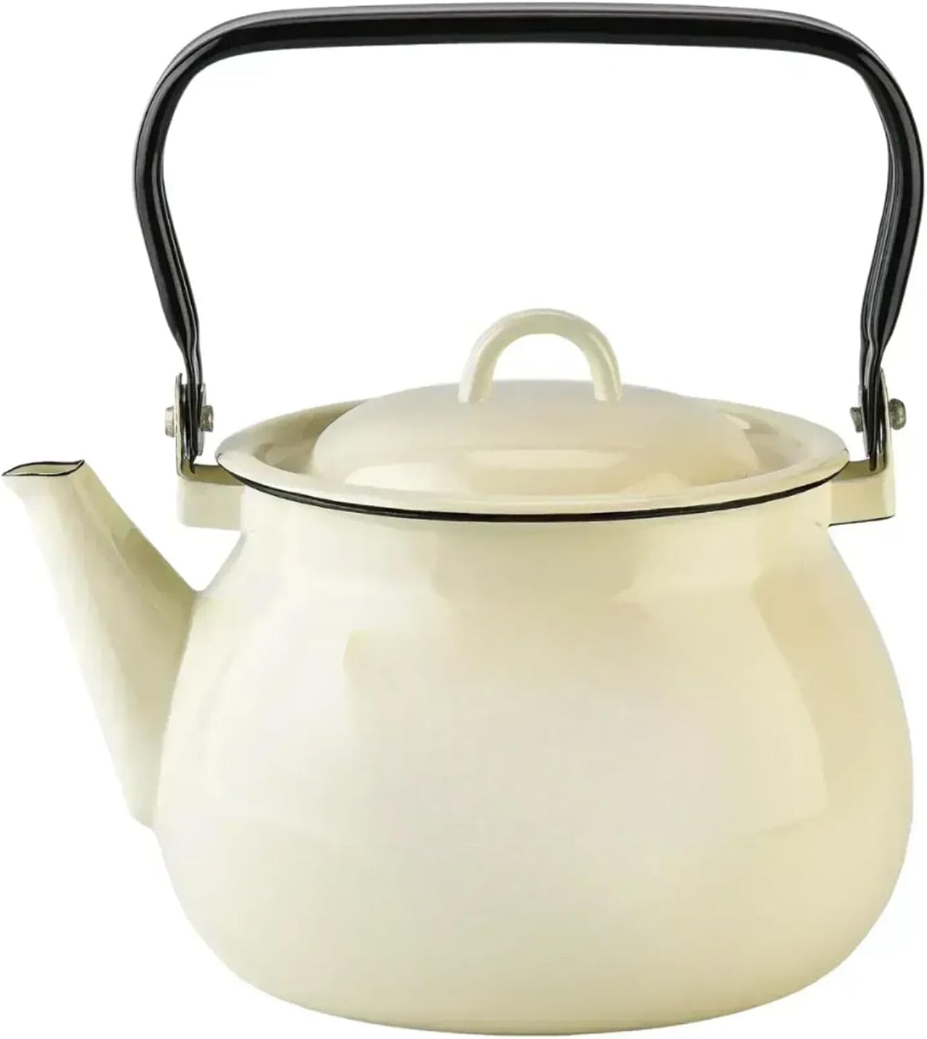 Vintage Enamel Kettle, Tea Pot Stovetop for Hot Water Fast to Boil, Teapot for Stovetop, Hot Water Kettle Teapot (Taupe (2.5 L))
