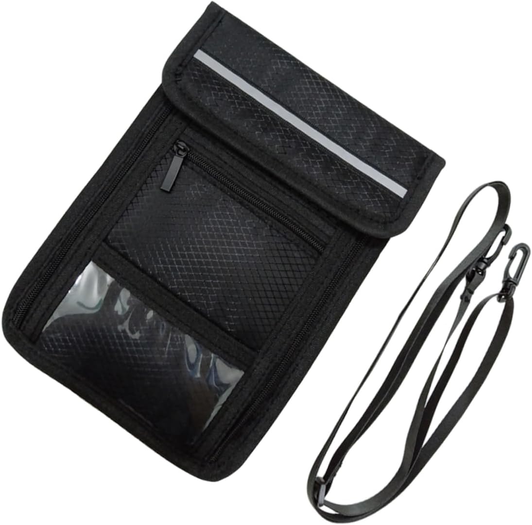 LIFKOME Porta passaporto portatile Porta passaporto da viaggio Portafoglio da viaggio Portafoglio da viaggio Portafoglio da viaggio Borsa da viaggio Borsa da collo Nero, Nero