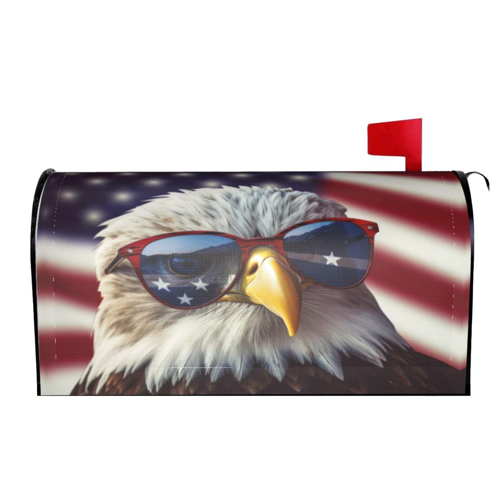 Sunglasses Bald Eagle American Flag 02 Mailbox Covers Magnetic Wraps Post Letter Box Cover Garden Home Decor
