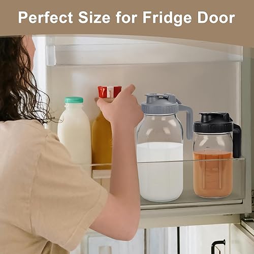 Miniatura 6 de Wide Mouth Mason Jar Pour Spout Lid - 2 Pack Black Airtight Pour Spout Lid with Handle, Turns your Mason Jar into Pitcher, BPA Free & Durable Flip