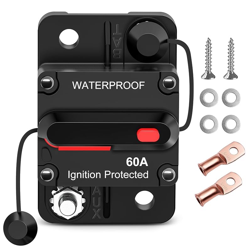 Disjuntor automotivo resetável Nilight 60 A, 12–48 V DC, montagem por parafuso – Kit