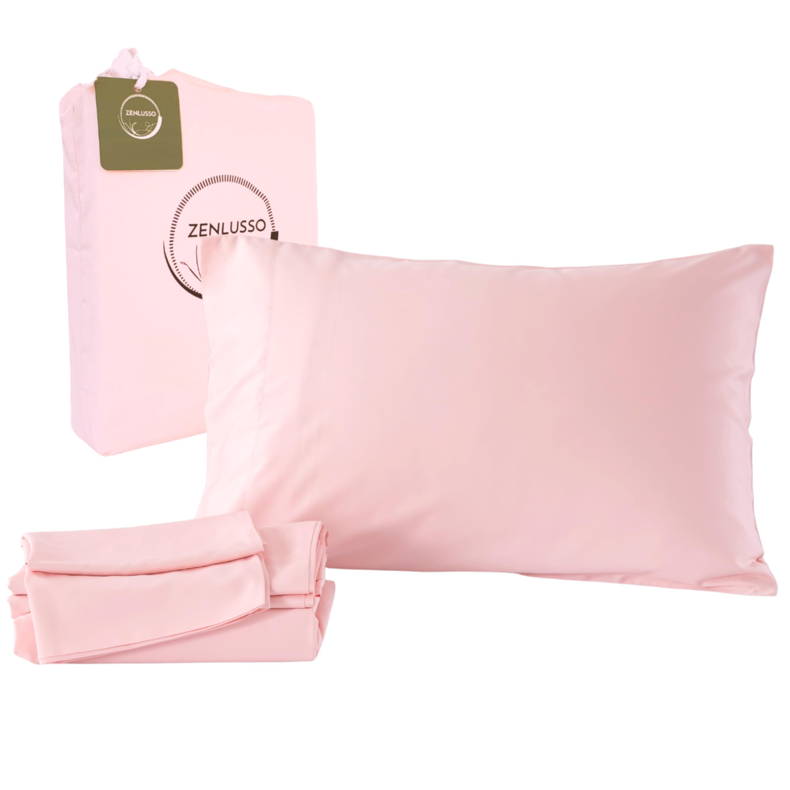 Queen Sheets, 100% Viscose Made from Bamboo Sheet Set, Cooling, Head Foot Tags with 16” Deep Pocket, Luxuriously Soft 4 Piece Bed Sheet Set (Light Pink, Queen)