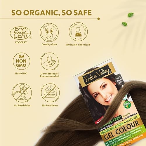 Miniatura 4 de Indus Valley Tinte de cabello de gel orgánico natural sin daños, sin amoníaco, vegano y libre de crueldad, cobertura de hasta el 100% de las canas,