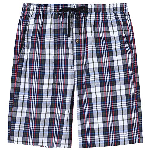 Image of MoFiz Men's Sleepwear Shorts Pajama Bottom Lounge Short Plaid Button Open Fly 3Pack