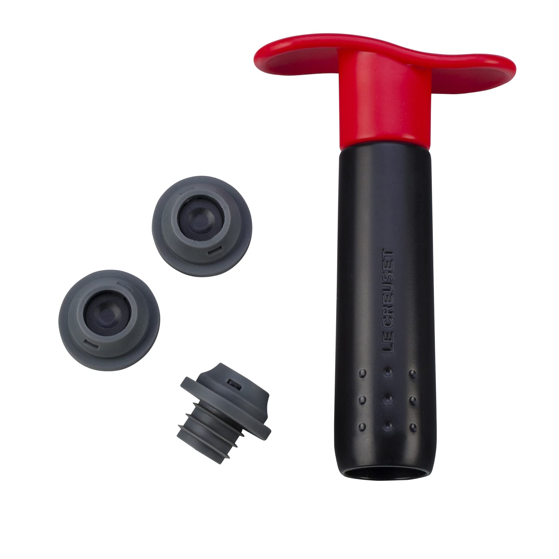 LE CREUSET Wine Accessories WA-137 Wine Pump & 3 Stoppers - Cerise, 49200000608200