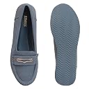 Vendoz Women’s Platform PU Sole Loafers | Ultra Lightweight I Stylish Slip-On Casual Shoes with Metal Buckle | Comfortable Everyday Mocassins Ballet I for Casual Office Formal Wear LF874BLU-37 Blue gallery image