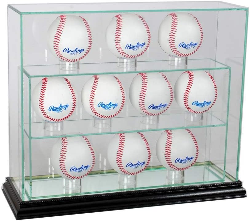 10 Baseball Upright Display Case - Cherry