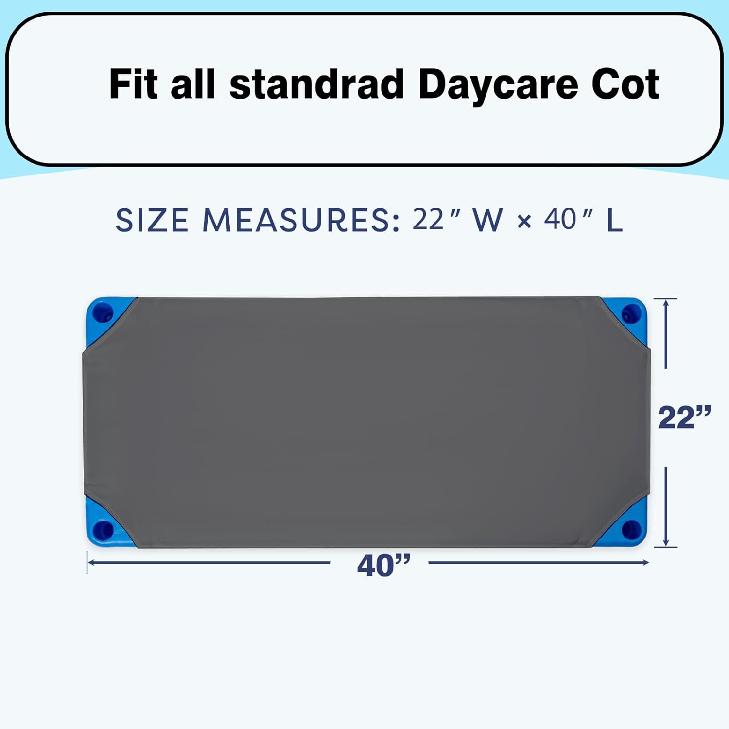 10 Pack Daycare Cot Sheets, 22" x 40" Daycare Cot Size Sheet with Corner Elastic Loops for Child Boys Girls, Breathable, Durable & Easy Care Nap Mat Bedding for Toddlers & Preschoolers, Dark Grey