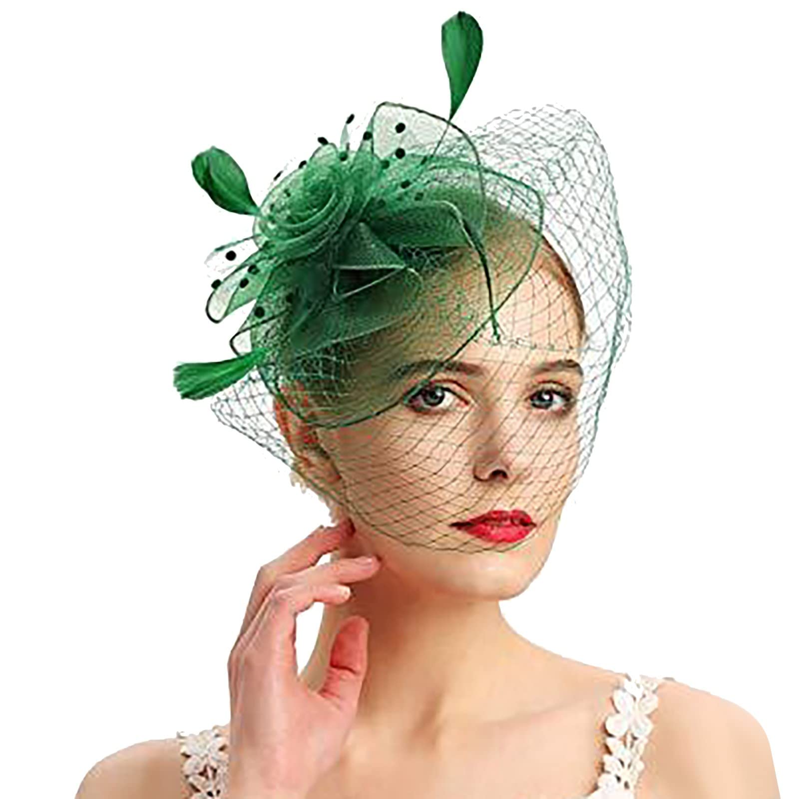 Fascinator Hat Wedding Tea Party Elegant Mesh Flower Feather Hair Clip Headband 1pcs Single Piece Fascinator Hat for Women Tea Party Feather  main image 2