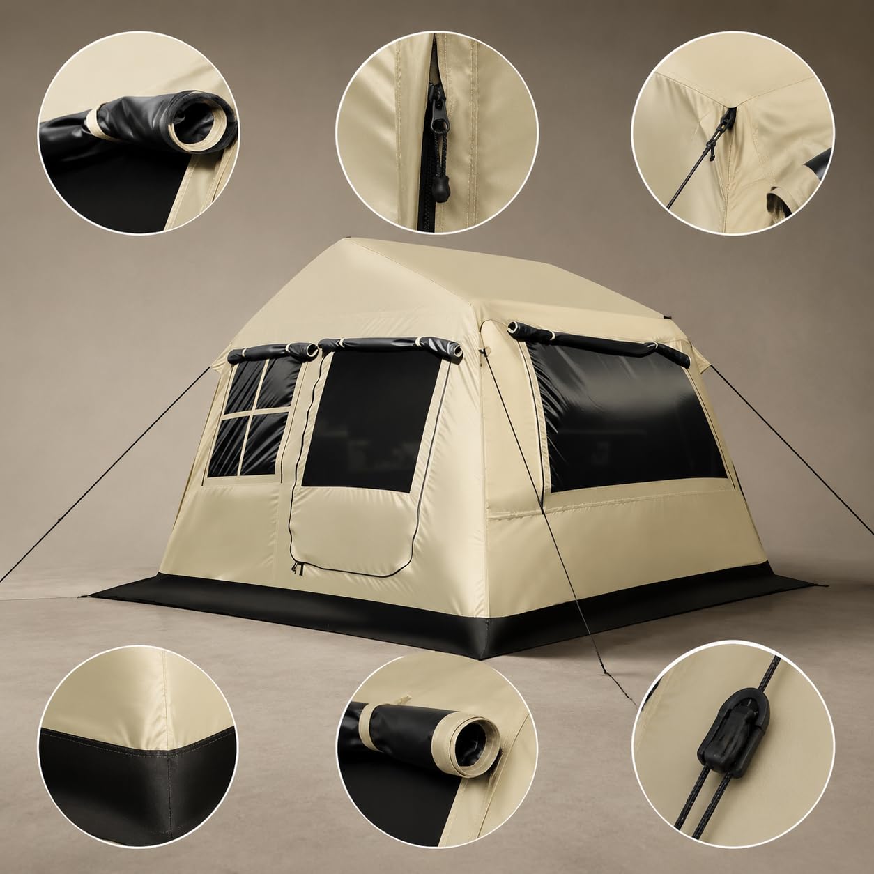 Tenda Campeggio Gonfiabile Automatica per 4-7 Persone, Montaggio Rapido, Impermeabile, con Pompa Elettrica