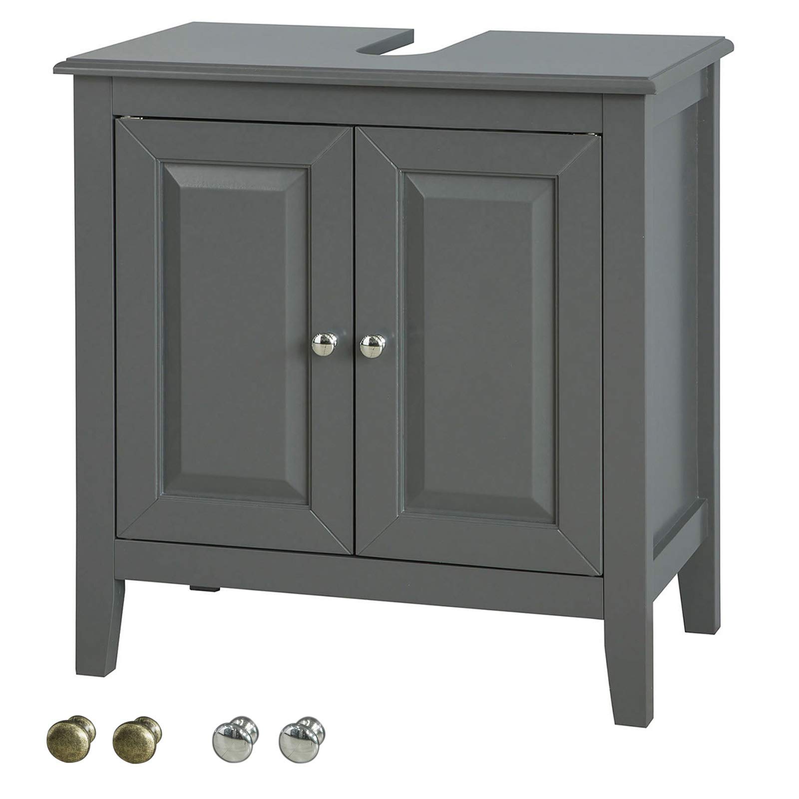 Wohnling Waschbeckenunterschrank Mila Holz, 57 x 30 x 55 cm, Badregal