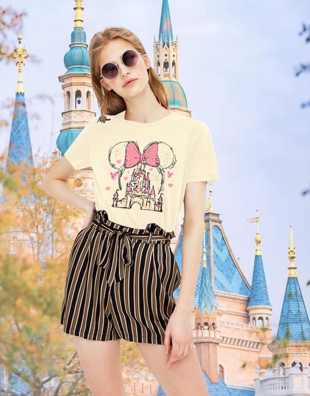 Women Magic Kingdom Shirt Castle Graphic Shirts Casual Family Vacation Holiday T Shirt Cute Short Sleeve Tee Top3