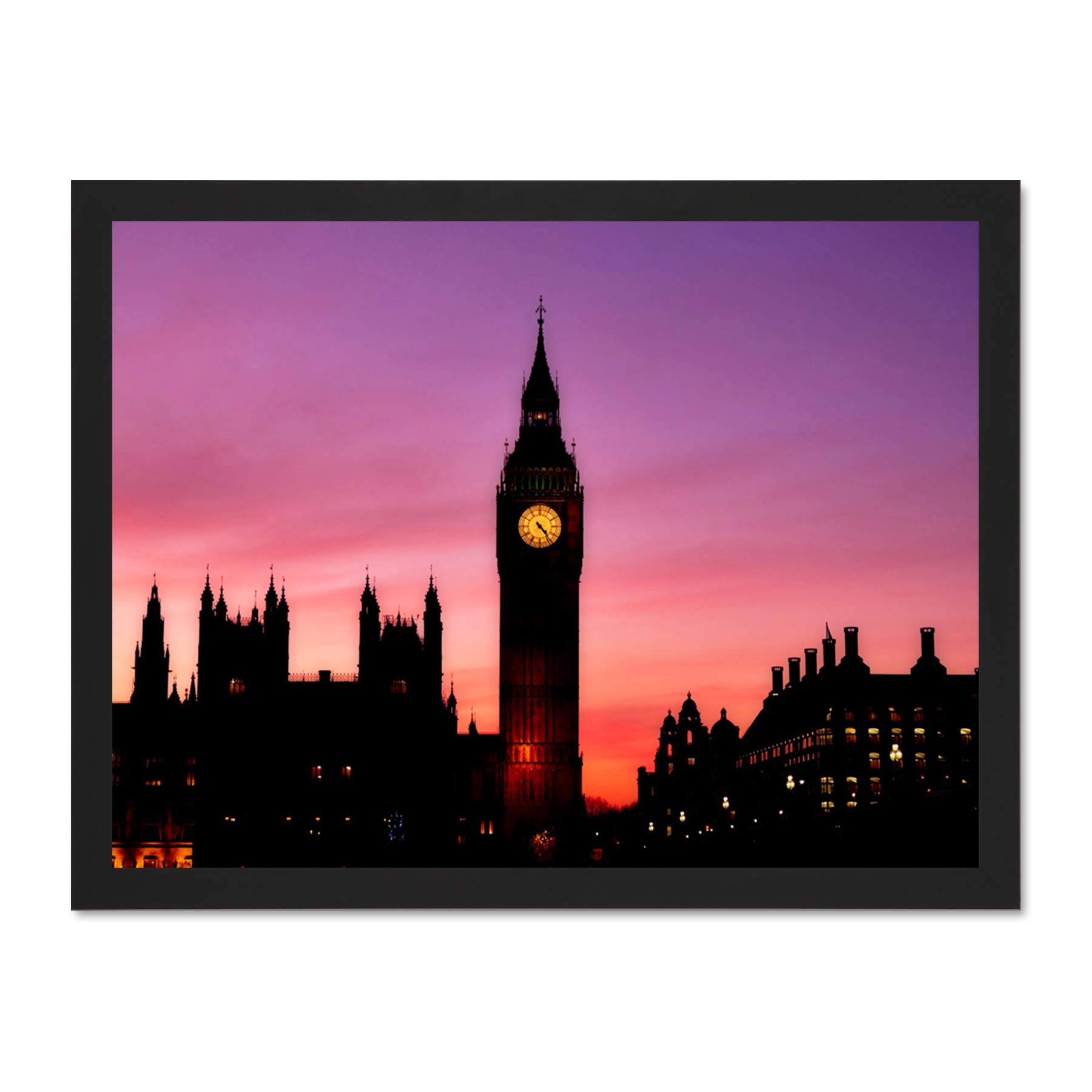Big Ben Clock London Large Framed Art Print Poster Wall Decor 18x24 inch