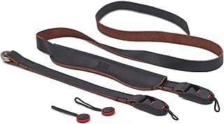MRZHOUCASE Camera Leather Neck shoulder Strap with Double O Ring Quick Release for Leica Canon Nikon compatible with Peak Design Anchor Links (Dark Brown with Peak Design Anchor Links)