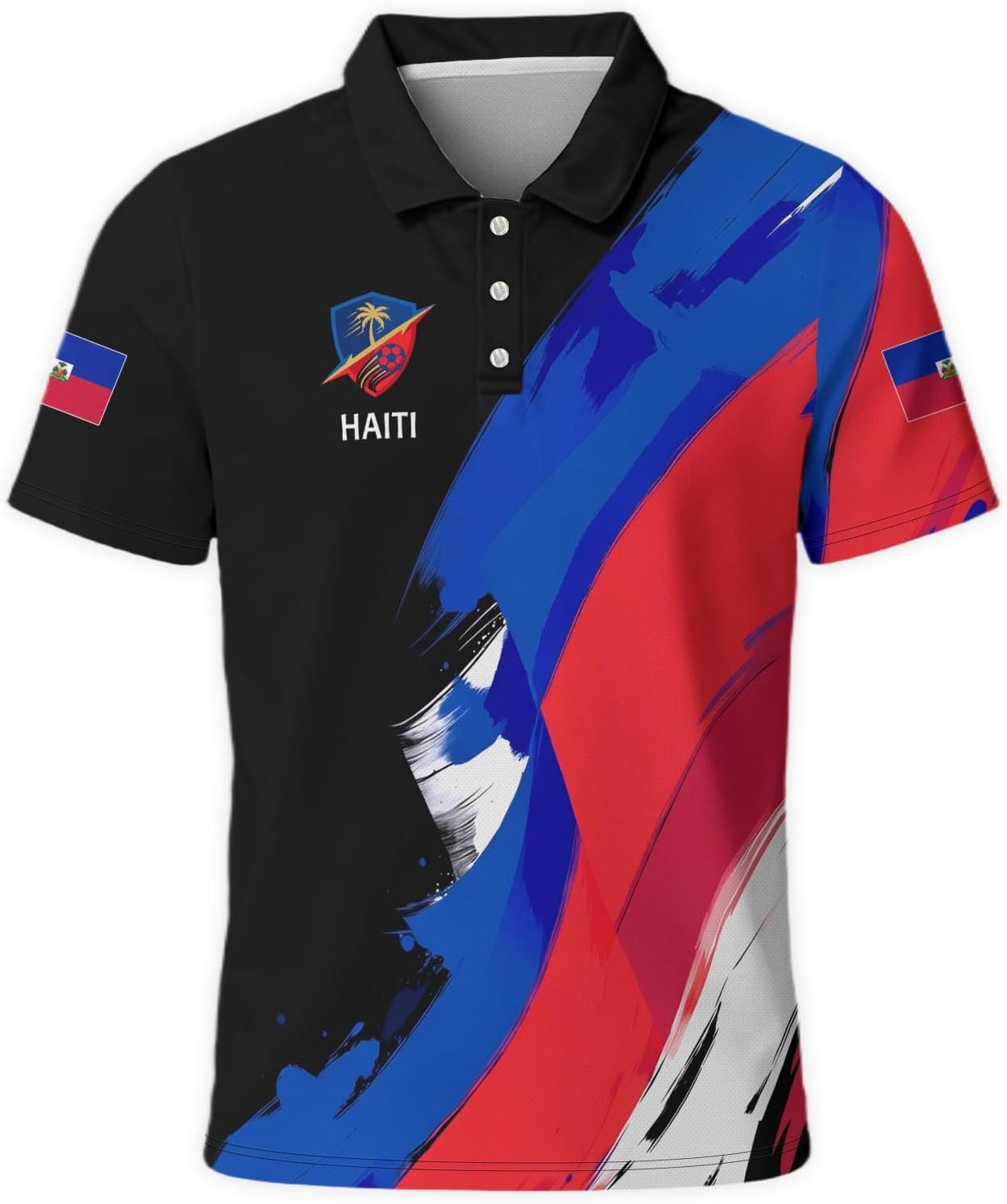 Men's Golf Polo Shirt National Print Graphic Performance Moisture Wicking Sporty Short Sleeve Golf Shirt Top