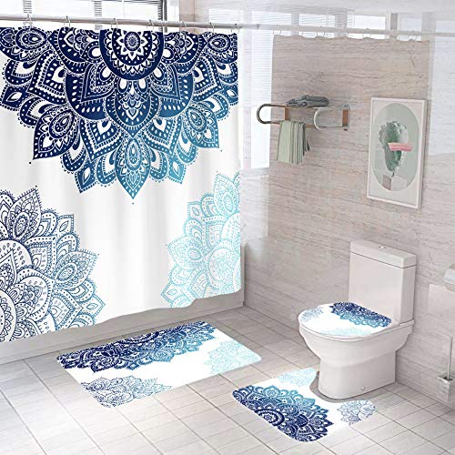 Tapis antidérapant microfibre absorbant ensemble 3 pièces mandala de douche