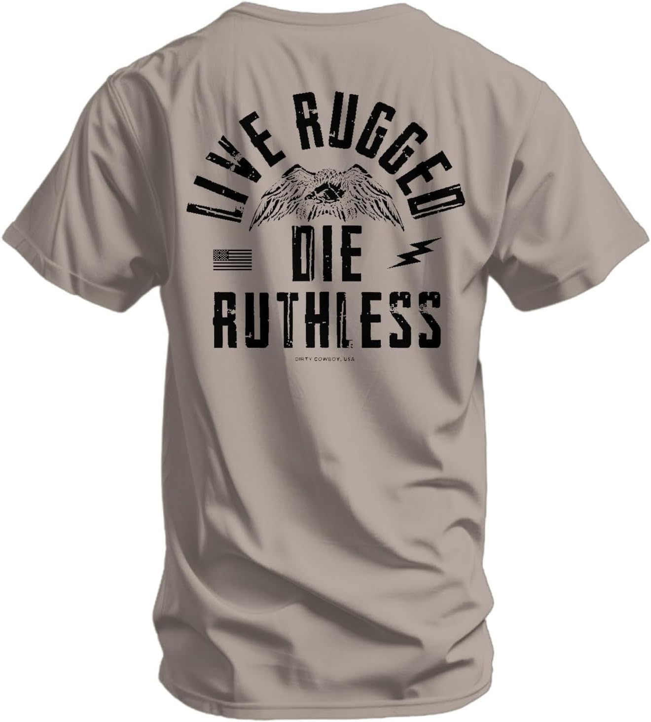 Combat Iron Men’s Graphic Short Sleeve T-Shirt | Live Rugged, Die Ruthless Eagle Graphic Tee | Athletic Fit Shirt