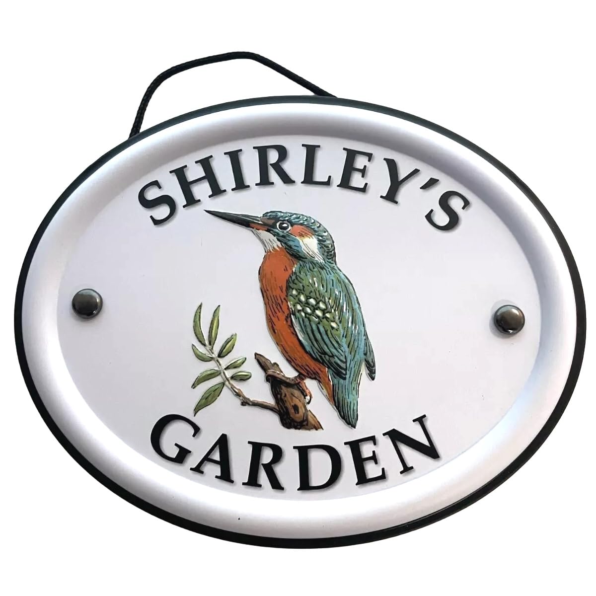 Personalised Garden Sign Hanging Outdoor Tin Plaque Embossed Metal Wall Signs "Shirley's Garden"