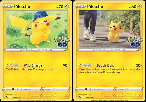 Pokemon Pikachu 028/078 (Foil) & 027/078 - Pokemon Go Trading Card Set x2