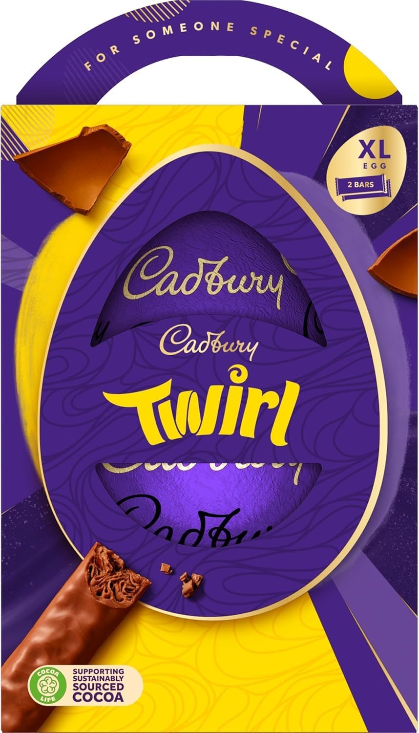 XL size Easter Chocolate Eggs Variety For Easter Best gift for Family & Friends (Cadbury Twirl Chocolate Easter Egg 218g)