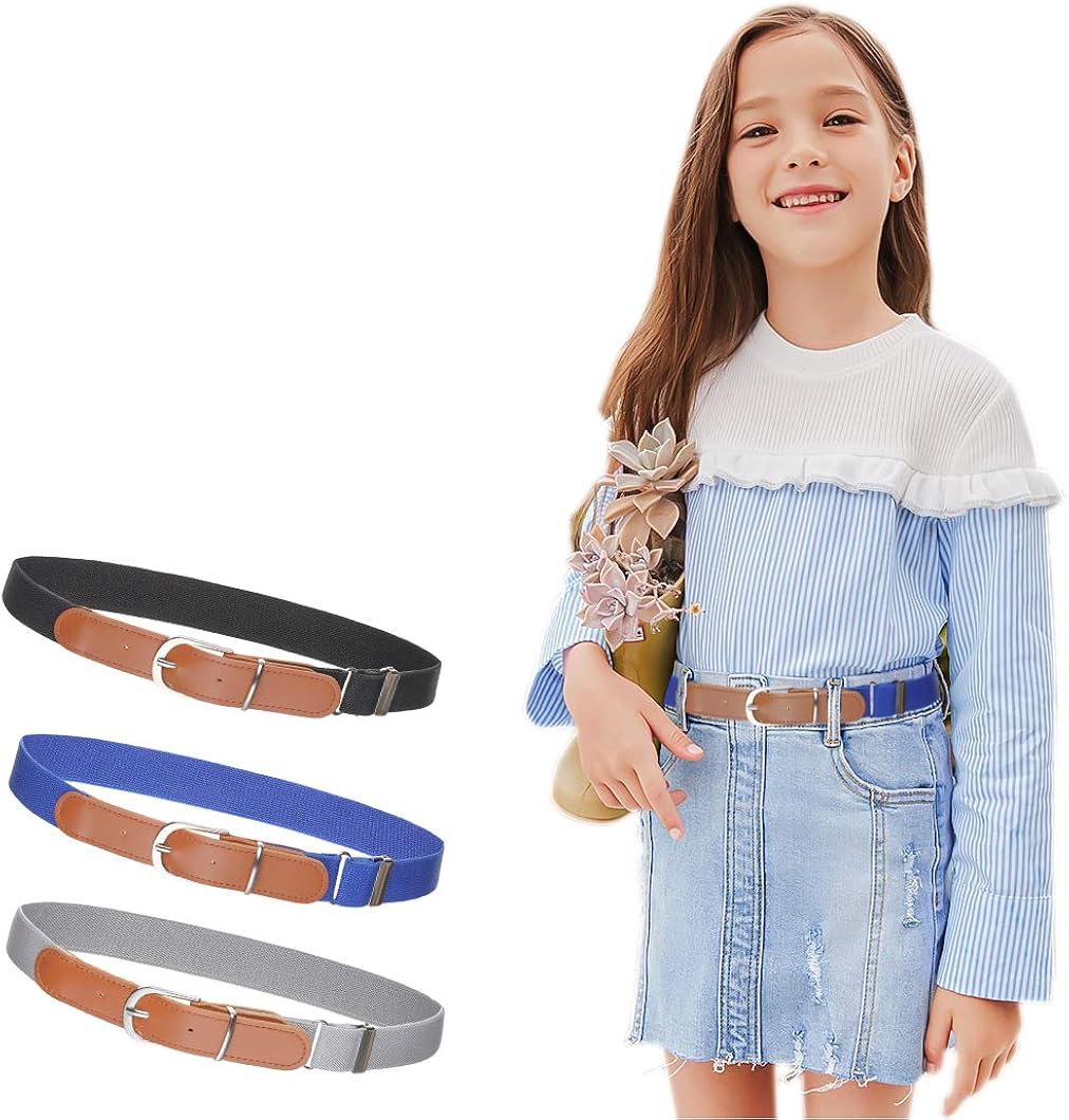 3Pcs AWAYTR Toddler Belts for Boys - Elastic Adjustable Belt with Brown Leather Loop: Clothing, Shoes & Jewelry