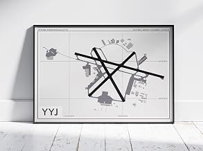Modern Poster of Victoria International Airport Fine Yyj Cyyj | 11x17 12x18 16x24 24x36 Unframed Print Wall Art | Minimal Traveler Gift | Minimalist Home Office Decor