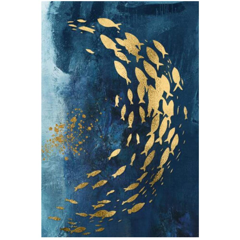 Imprimir lienzo pintura carteles y arte de la pared abstracto pez dorado mariposa cuadros para sala marco nórdico decoración 30x40 cm x3 /11.8 "x 15.7" con marco