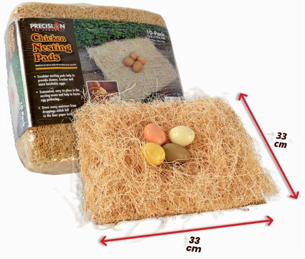 PRECISION PET Petmate Hühner-Nistunterlagen – 33 x 33 cm, Premium-Hühnerstreu, passend für die meisten Nistkästen, Beige