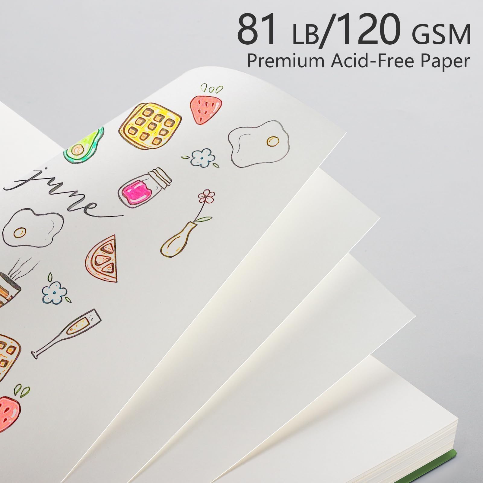 RETTACY Carnet de notes vierge, 300 pages, grand format A4 (20,8 x 28,4 cm), papier épais de 120 g/m², couverture en plastique souple, reliure à spirales, pour croquis, dessin, peinture (vert clair)