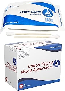 Dynarex Cotton Tipped Applicators with Wooden Shaft, Non-Sterile, 3, 10/box