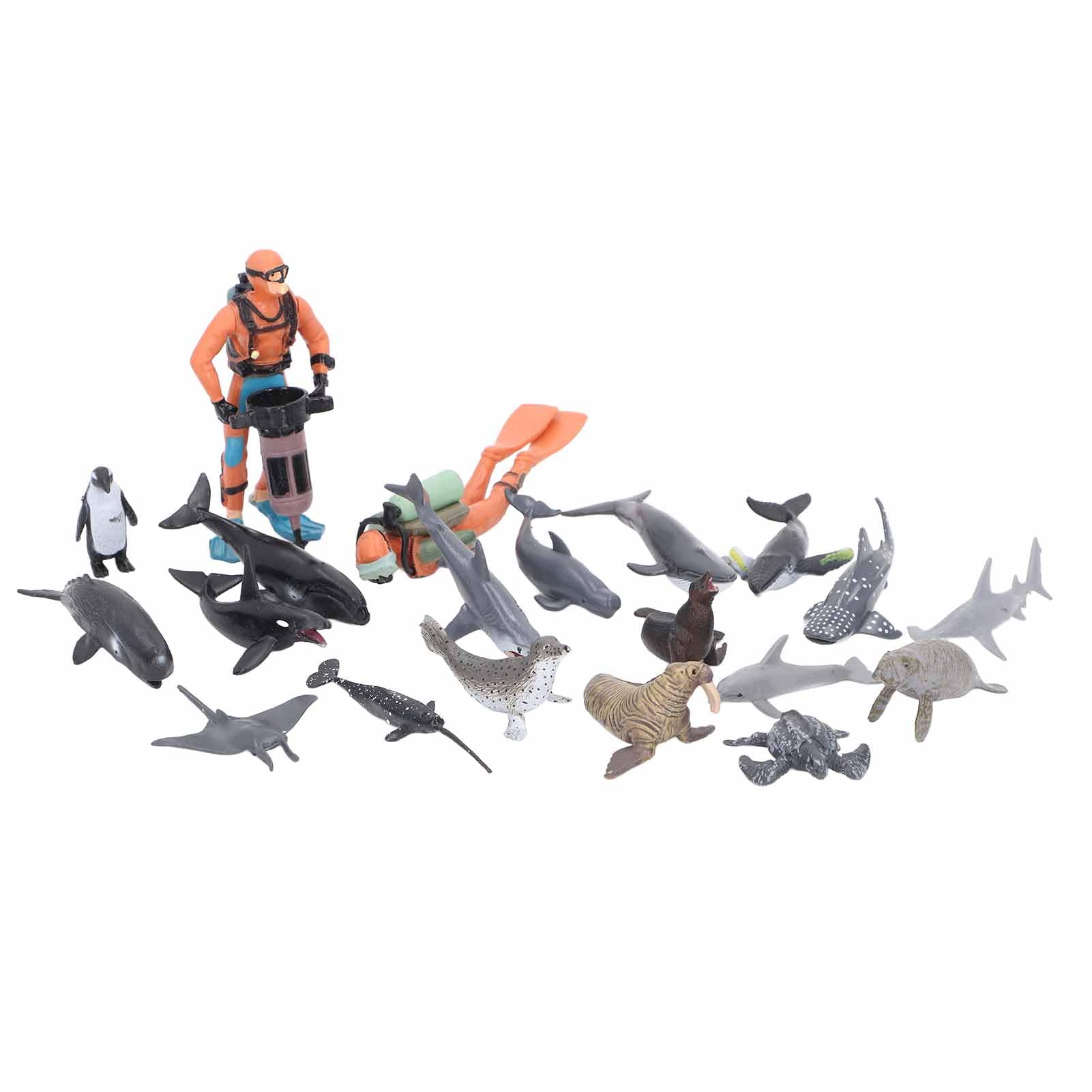 Pack De 20 Figuras De Animales Marinos De Madera Para Manualidades Y Decoración – Siluetas De Delfín, Tiburón, Tortuga, Pulpo Y Más – Tamaños De 3,5 A 9 Cm – Grosor De 4 Mm – Acabado Efecto Madera