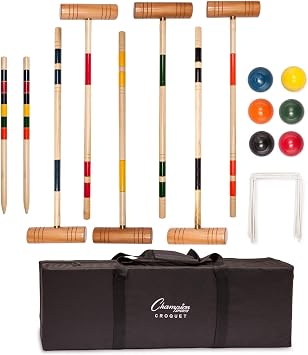 Champion Sports Outdoor Game Sets Volleyball, Badminton, Tetherball, Bocce & Croquet