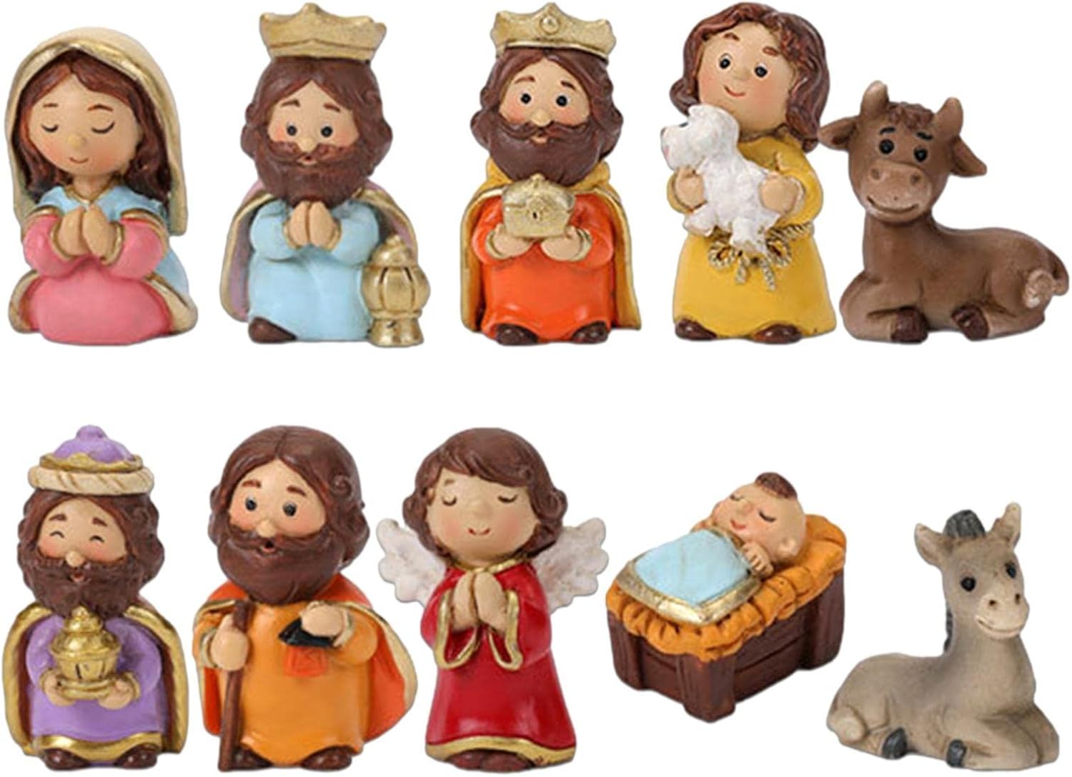 Exuberia Figuritas del Belen Navidad,Belén Navideño Figuras,Figuras De Navidad Belén,Figuras De Pesebre De Resina para Decoración Navideña,Belen Navidad Completo